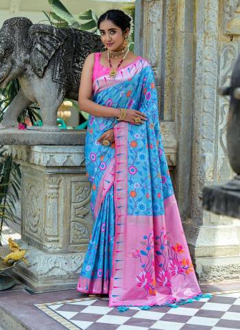 Garb These Party Wear Fancy Saree in Fine Colored.These Saree And Blouse is Fabricated On Banarasi Silk.Its Beautified With Wevon Paithani Meenakari Jacquard Designer.