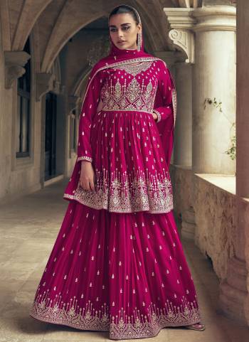 Garb These Party Wear Designer Gharara Suits in Fine Colored Pair With Dupatta.These Top And Dupatta Are Fabricated On Georgette Pair With Georgette Bottom.Its Beautified With Designer Heavy Embroidery Work