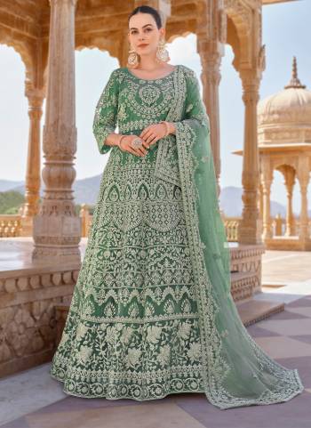 Attrective These Anarkali Suit in Fine Colored Pair With Bottom And Dupatta.These Top And Dupatta Are Fabricated On Butterfly Net Pair With Satin Bottom.Its Beautified With Designer Heavy Coding Embroidery With Stone Work.