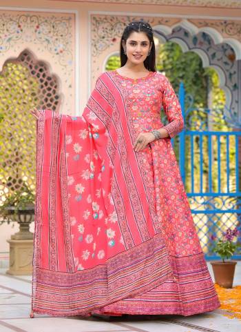 For A Designer Look,Grab These Readymade Gown With Dupatta in Fine Colored.These Gown Are Fabricated On Dola Silk Pair With Chinon Dupatta.Its Beautified With Designer Digital Printed With Hand Work.