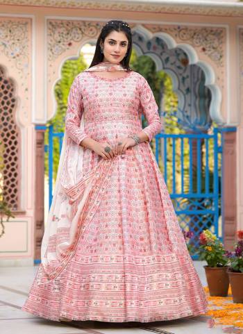 For A Designer Look,Grab These Readymade Gown With Dupatta in Fine Colored.These Gown Are Fabricated On Dola Silk Pair With Chinon Dupatta.Its Beautified With Designer Digital Printed With Hand Work.