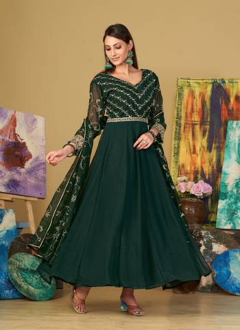 Looking These Anarkali Suit in Fine Colored Pair With Bottom And Dupatta.These Top Are Georgette And Dupatta Are Fabricated On Georgette Pair With Crepe Bottom.Its Beautified With Heavy Designer Embroidery Work.