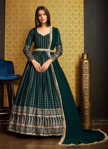 Grab These Beautiful Looking Designer Gown With Dupatta.These Gown And Dupatta Is Fabricated On Faux Georgette.Its Beautified With Designer Metalic Foil Work.