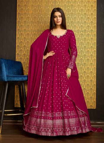 Grab These Beautiful Looking Designer Gown With Dupatta.These Gown And Dupatta Is Fabricated On Faux Georgette.Its Beautified With Designer Metalic Foil With Hand Work.