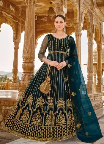 Garb These Anarkali Suit in Fine Colored Pair With Bottom And Dupatta.These Top Are Butterfly Net And Dupatta Are Fabricated On Butterfly Net Pair With Japan Satin Bottom.Its Beautified With Designer Heavy Jari Embroidery With Stone Work.