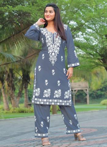 Grab These Beautiful Looking Readymade Top With Bottom Set.These Top And Bottom is Fabricated On Rayon.Its Beautified With Designer Chikankari Embroidery Work .