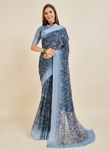 Garb These Party Wear Saree in Fine Colored.These Saree And Blouse is Fabricated On Linen.Its Beautified With Weavon Designer Printed.