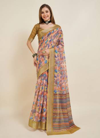 Garb These Party Wear Saree in Fine Colored.These Saree And Blouse is Fabricated On Linen.Its Beautified With Weavon Designer Printed.