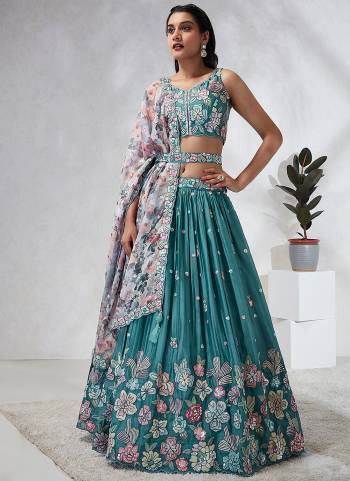 Attrective Looking This Partywear Fine Color Heavy Designer Choli Fabric Georgette And Lahenga Georgette And Dupatta Net In Fabricated Beautified With Attrective Designer Thread,Sequance Embroidery Work. Buy Now.