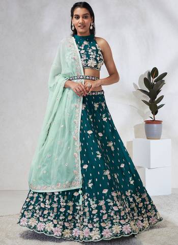 Attrective Looking This Partywear Fine Color Heavy Designer Choli Fabric Georgette And Lahenga Georgette And Dupatta Georgette In Fabricated Beautified With Attrective Designer Thread,Sequance Embroidery Work. Buy Now.