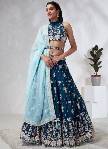 Attrective Looking This Partywear Fine Color Heavy Designer Choli Fabric Georgette And Lahenga Georgette And Dupatta Georgette In Fabricated Beautified With Attrective Designer Thread,Sequance Embroidery Work. Buy Now.