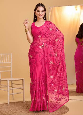 Attrective These Party Wear Saree in Fine Colored.These Saree Are Organza And Blouse is Art Silk Fabricated.Its Beautified With Designer Sequance Embroidery Work.