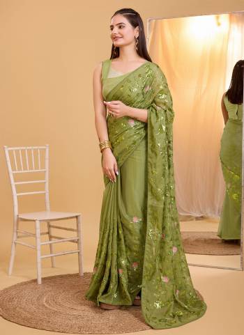 Attrective These Party Wear Saree in Fine Colored.These Saree Are Organza And Blouse is Art Silk Fabricated.Its Beautified With Designer Sequance Embroidery Work.