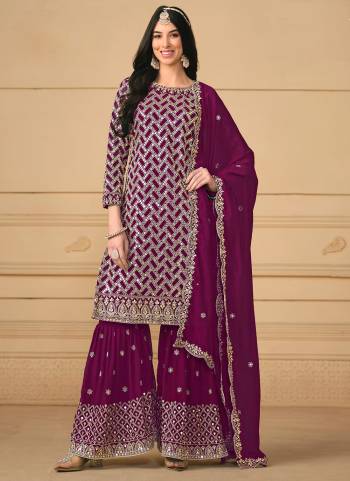 Garb These Party Wear Sharara Suit in Fine Colored Pair With Bottom And Dupatta.These Top And Dupatta Are Fabricated On Faux Georgette Pair With Faux Georgette Bottom.Its Beautified With Santoon Inner.Its Beautified With Designer Heavy Sequance Embroidery Work.