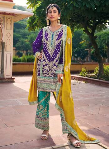 Garb These Designer Salwar Suits in Fine Colored Pair With Dupatta.These Top And Dupatta Are Fabricated On Chinon Pair With Chinon Bottom.Its Beautified With Heavy Designer Embroidery Work