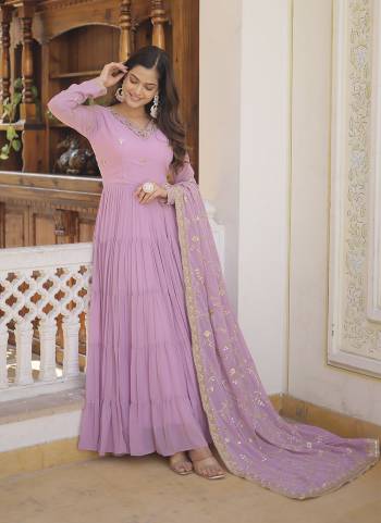 Attrective Looking These Beautiful Looking Readymade Long Gown With Dupatta.These Gown is Fabricated On Faux Georgette And Faux Georgette Dupatta.Its Beautified With Designer Sequance Embroidery Work.