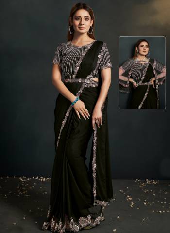 Look Attrective These Designer Party Wear Ready To Wear Saree in Fine Colored.These Saree Are Satin Silk Crepe And Blouse Banglori Silk is Fabricated.Its Beautified Heavy Desiger Embroidery Work.