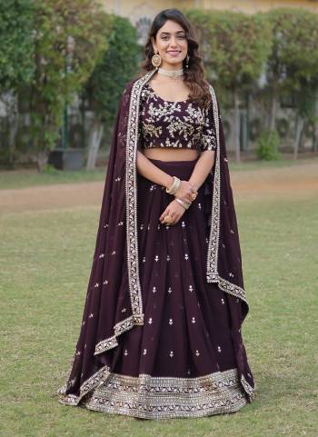 For A Designer Look,Grab These Lehenga Choli in Fine Colored.These Lehenga And Blouse Are Fabricated On Faux Georgette Pair With Faux Georgette Dupatta.Its Beautified With Designer Heavy Sequance Embroidery Work.