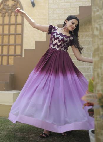 Garb These Beautiful Paty Wear Looking Readymade Long Gown.These Gown is Fabricated On Faux Georgette.Its Beautified With Pedding Color With Designer Sequance Embroidery Work.