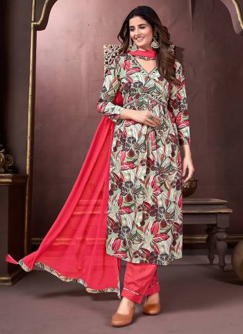 Attrective Looking These Beautiful Readymade Suits Set.These Top And Bottom is Fabricated On Rayon And Nazmin Dupatta.Its Beautified With Designer Printed,Hand Work With Pocket.