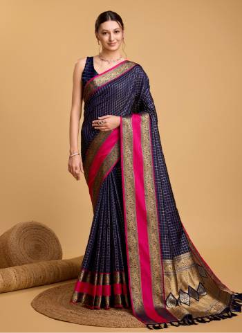 Attrective This Partywear Saree Paired With Blouse.This Saree And Blouse Are Silk Based Fabric With Weaving Jacquard Jari Designer. Buy This Pretty Saree Now.