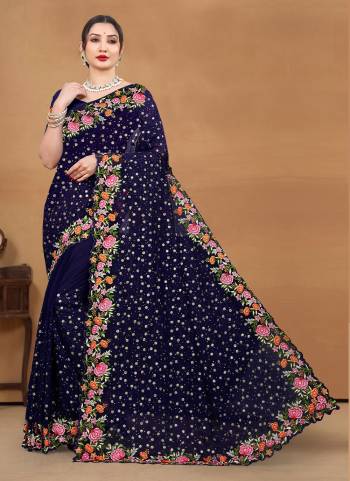 Attrective These Fancy Party Wear Saree in Fine Colored.These Saree Are Georgette And Blouse is Banglori Silk Fabricated.Its Beautified With Designer Sequance Embroidery Work.