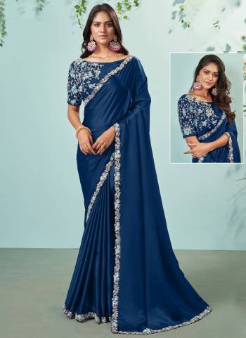 Look Attrective These Designer Party Wear Saree in Fine Colored.These Saree Are Silk Crepe And Blouse Banglori Silk is Fabricated.Its Beautified Desiger Cord,Sequance Embroidery With Moti Work.