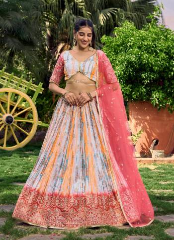 For A Designer Look,Grab These Lehenga Choli in Fine Colored.These Lehenga Are Chinon And Blouse Are Fabricated On Chinon Pair With Dupatta Are Soft Net.Its Beautified With Digital Printed, Designer Jari,Sequance Embroidery Work.