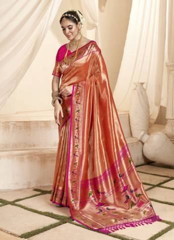 Looking These Party Wear Saree in Fine Colored.These Saree Is Soft Tissue Silk And Blouse is Fabricated On Silk.Its Beautified With Weaving Jari Designer.