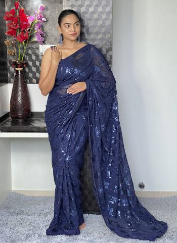 Attrective These Fancy Party Wear Saree in Fine Colored.These Saree Are Georgette And Blouse is Art Silk Fabricated.Its Beautified With Designer Sequance Embroidery Work.