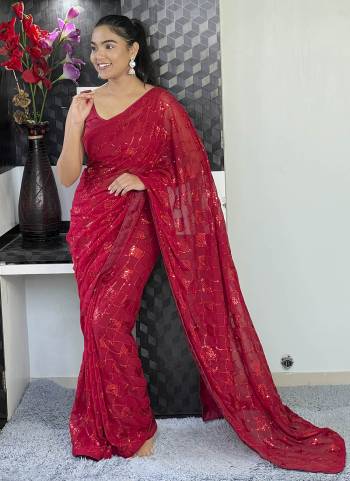 Attrective These Fancy Party Wear Saree in Fine Colored.These Saree Are Georgette And Blouse is Art Silk Fabricated.Its Beautified With Designer Sequance Embroidery Work.