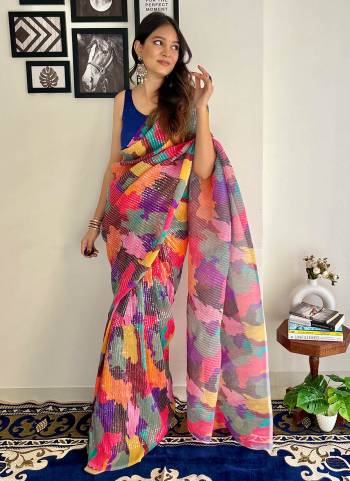 Attrective These Fancy Party Wear Saree in Fine Colored.These Saree Are Georgette And Blouse is Art Silk Fabricated.Its Beautified With Designer Printed,Embos Platting With Sequance Embroidery Work.