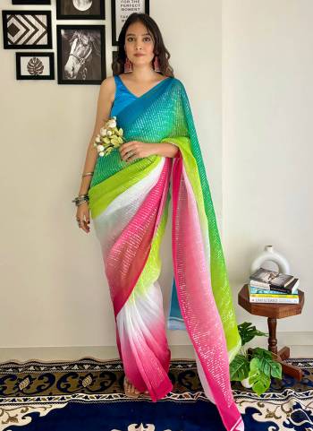 Attrective These Fancy Party Wear Saree in Fine Colored.These Saree Are Georgette And Blouse is Art Silk Fabricated.Its Beautified With Designer Printed,Embos Platting With Sequance Embroidery Work.