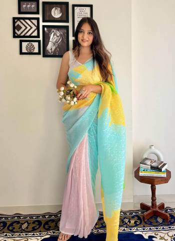 Attrective These Fancy Party Wear Saree in Fine Colored.These Saree Are Georgette And Blouse is Art Silk Fabricated.Its Beautified With Designer Printed,Embos Platting With Sequance Embroidery Work.