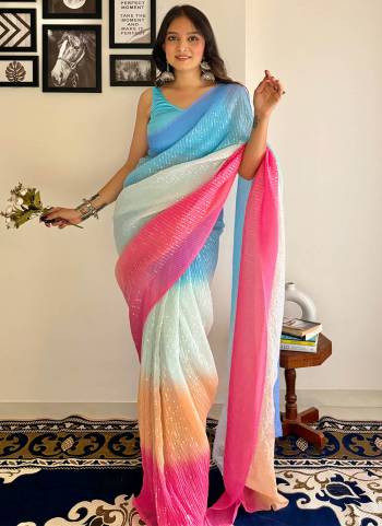 Attrective These Fancy Party Wear Saree in Fine Colored.These Saree Are Georgette And Blouse is Art Silk Fabricated.Its Beautified With Designer Printed,Embos Platting With Sequance Embroidery Work.