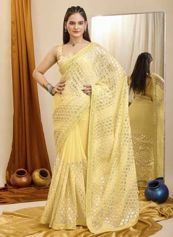 Garb These Party Wear Saree in Fine Colored.These Saree Are Georgette And Blouse is Art Silk Fabricated.Its Beautified With Heavy Designer Sequance Embroidery Work.