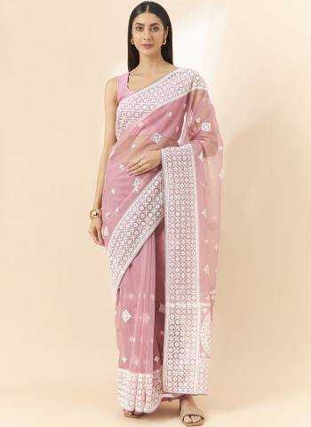 Look Attrective These Designer Party Wear Saree in Fine Colored.These Saree Are Organza And Blouse Art Silk is Fabricated.Its Beautified Desiger Thread Embroidery Work.