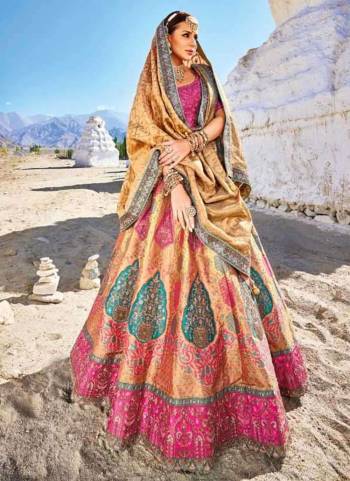 Vogue and pattern would be on the peak of your elegance after you dress this beautiful colored premium fabric lehenga choli. The ethnic on the attire adds a sign of elegance statement with a look. Comes with a matching blouse and dupatta.