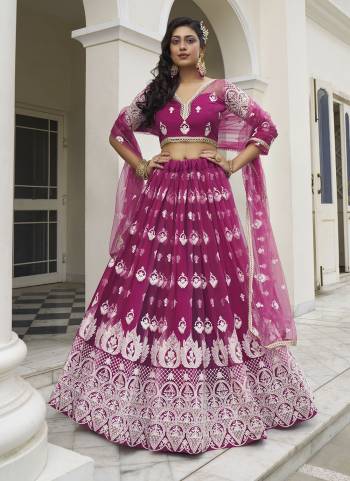 For A Different Look,Grab These Party Wear Designer Lehenga in All Over Pretty Colored Pair With Blouse And Dupatta.These Lehenga Choli And Dupatta is All Over Butterfly Net Base Fabric With Designer Thread,Sequance Embroidery Work.