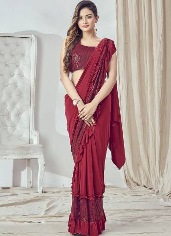 Look Attrective These Designer Party Wear Ready To Wear Saree in Fine Colored.These Saree Are Lycra And Blouse Sequance is Fabricated.Its Beautified Heavy Desiger Sequance Embroidery Work.