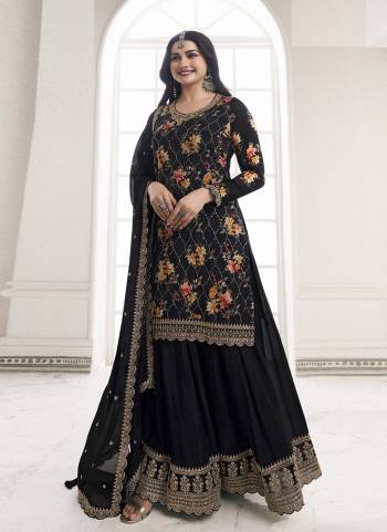 Attrective These Designer Sharara Suits in Fine Colored Pair With Dupatta.These Top And Dupatta Are Fabricated On Chinon Pair With Chinon Bottom.Its Beautified With Designer Printed With Embroidery Work