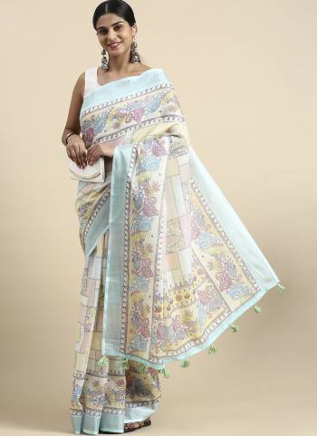 Attrective These Festive Wear Saree in Fine Colored.These Saree And Blouse is Fabricated On Linen.Its Beautified With Wevon Designer With Kantha Printed.