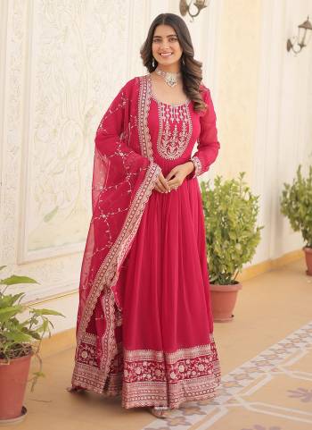 Attrective Looking These Beautiful Looking Readymade Long Gown With Dupatta.These Gown is Fabricated On Faux Georgette And Faux Georgette Dupatta.Its Beautified With Designer Sequance Embroidery Work Dupatta.