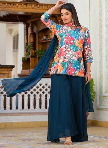 Grab These Plazzo Suit in Fine Colored Pair With Bottom And Dupatta.These Top Are Fabricated On Dull Satin Pair With Slim Georgette Bottom And Dupatta.Its Beautified With Designer Digital Floral Printed With Heavy Hand Work.