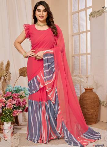 Garb These Party Wear Saree in Fine Colored.These Saree And Blouse is Fabricated On Georgette Pair.Its Beautified With Designer Printed With Ruffal.