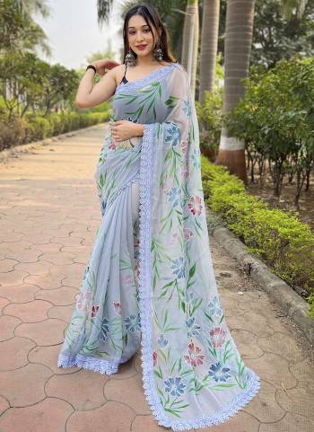 Attrective Looking These Party Wear Saree in Fine Colored.These Saree Are Shimmer And Blouse is Fabricated On Art Silk.Its Beautified With Designer Hand Foil Printed With Lace Border.