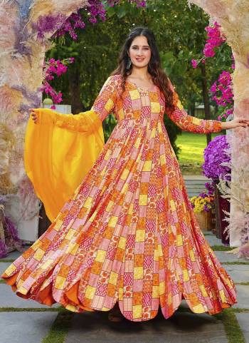 Attrective Looking These Beautiful Looking Readymade Long Gown With Dupatta.These Gown Are Rayon Fabricated With Georgette Dupatta.Its Beautified With Designer Digital Printed.