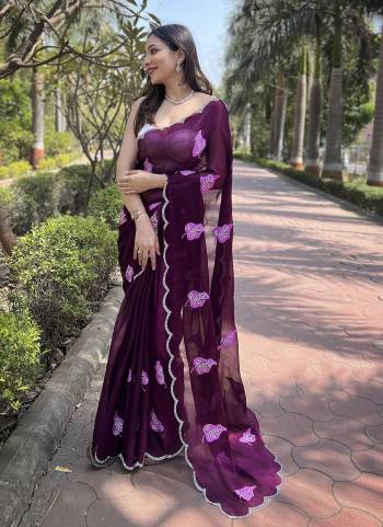 Attrective Looking These Party Wear Saree in Fine Colored.These Saree Are Chiffon And Blouse is Fabricated On Art Silk.Its Beautified With Designer Embroidery Work Cut Work.