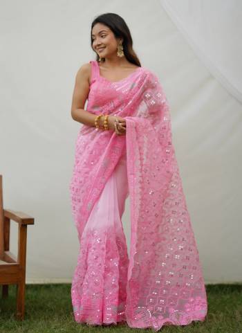 Attrective Looking These Party Wear Saree in Fine Colored.These Saree Are Organza And Blouse is Fabricated On Art Silk.Its Beautified With Designer Thread,Sequance Embroidery Work.