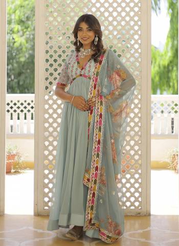 Attrective Looking These Beautiful Looking Readymade Long Gown With Dupatta.These Gown is Fabricated On Faux Georgette And Russion Silk Dupatta.Its Beautified With Designer Thread,Jari,Sequance Embroidery Work, Digital Printed Dupatta.